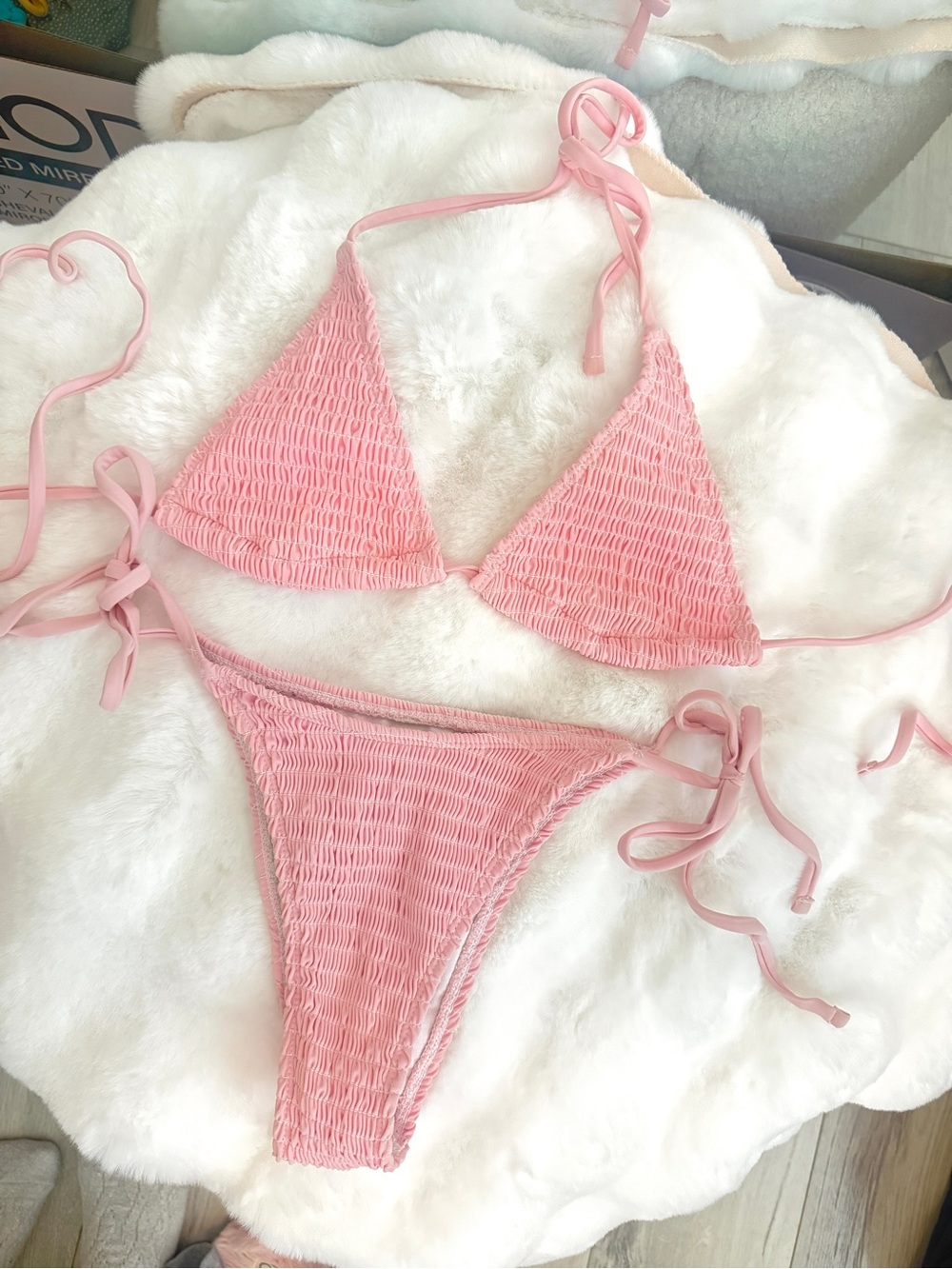 SHEIN | smocked pink bikini